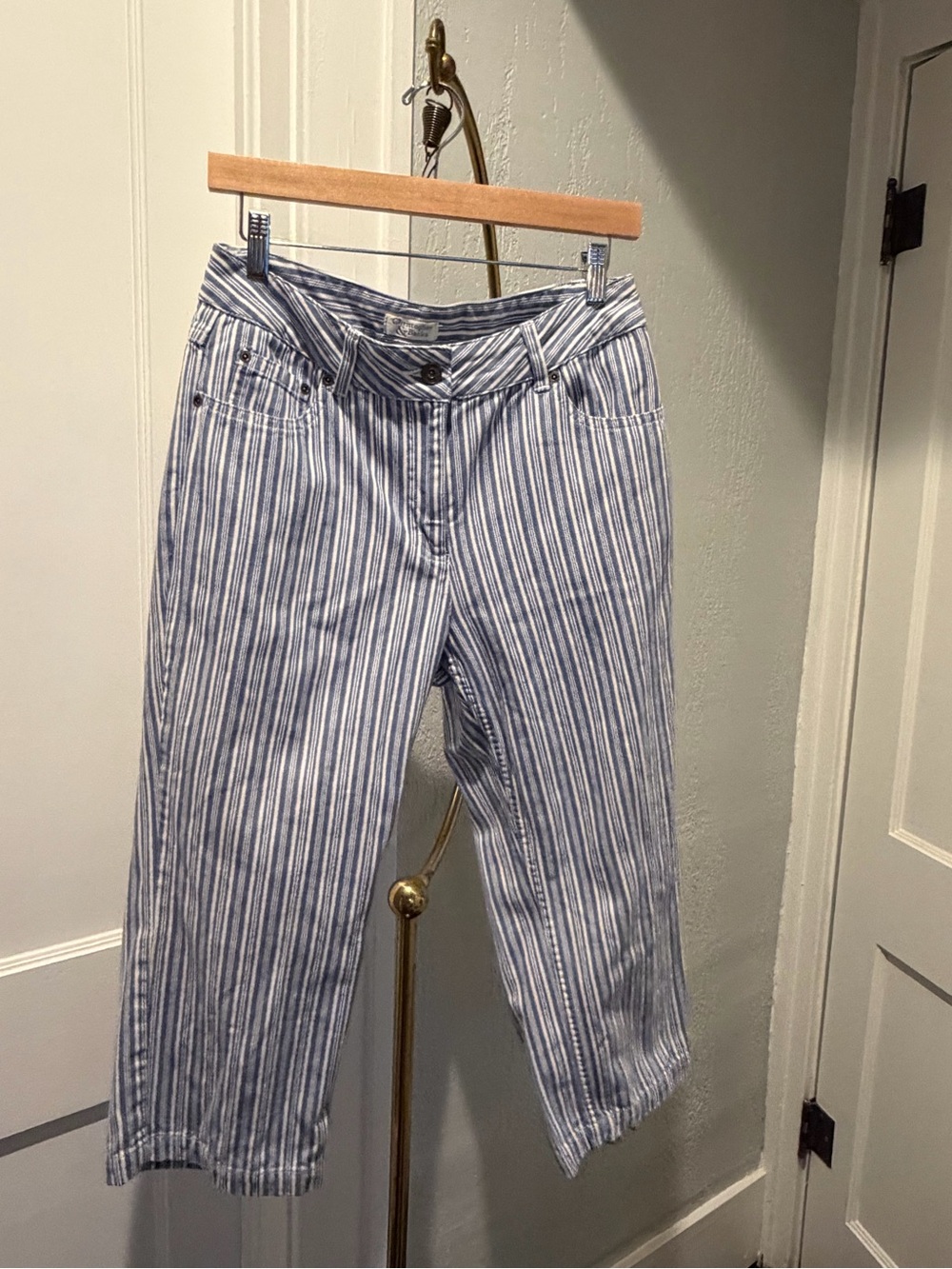 Christopher & Banks Striped Blue & White Cropped Jeans